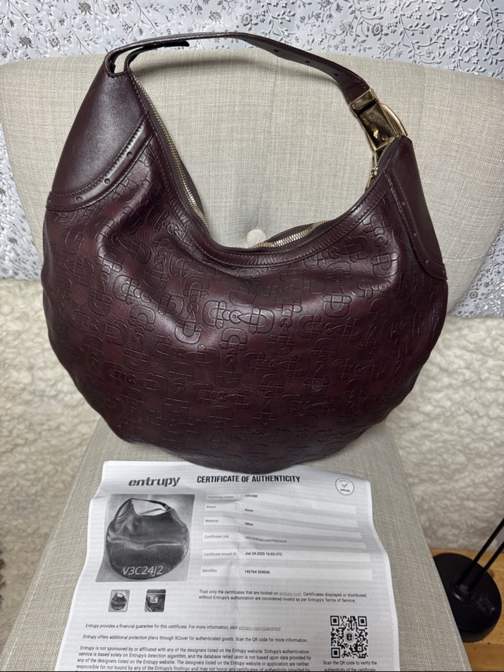Gucci Burgundy Leather Hobo Bag - Picture 2 of 7